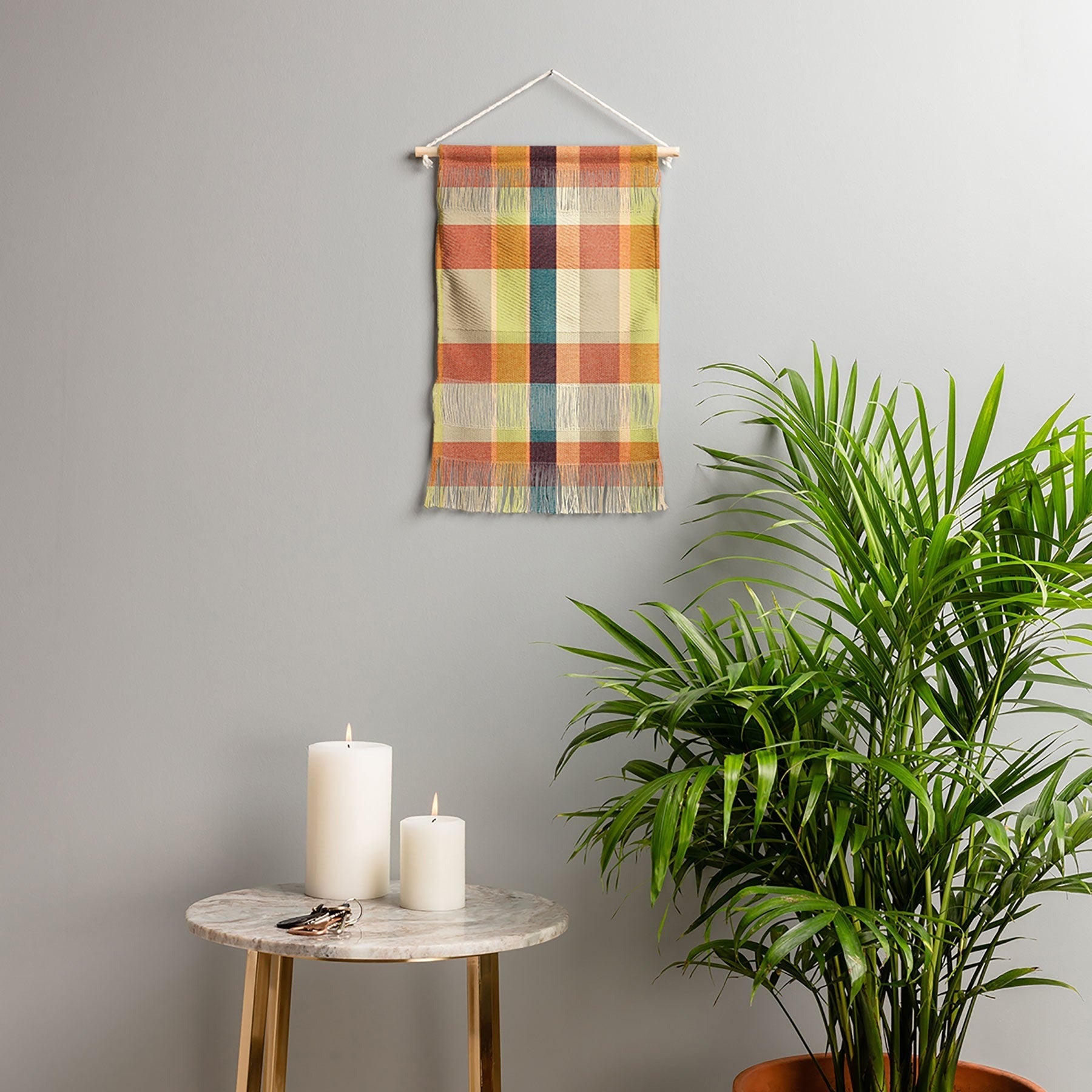 Marta Barragan Camarasa Retro Picnic Plaid Warm Tones Wall Hanging Portrait