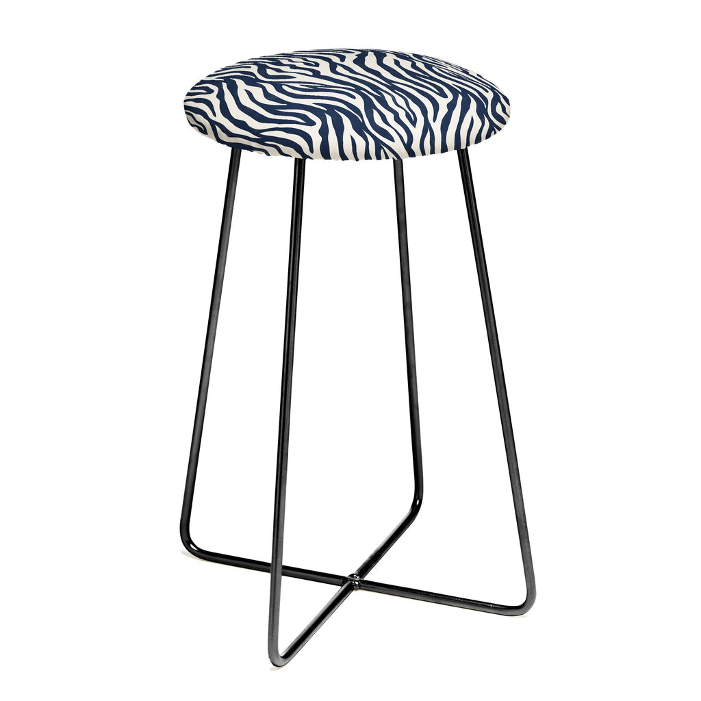 Avenie BR Navy Tiger Stripes Counter Stool