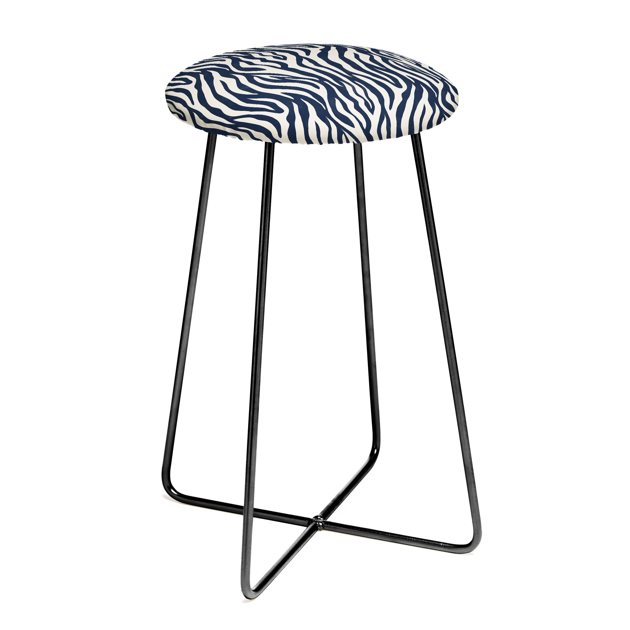 Avenie BR Navy Tiger Stripes Counter Stool