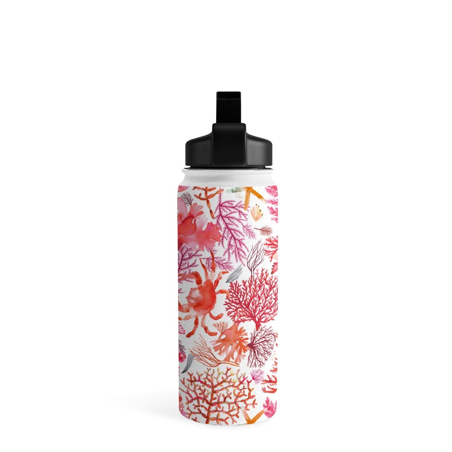 Ninola Design Botanic Retreat Coral Reef Crab Lobster Red Water Bottle