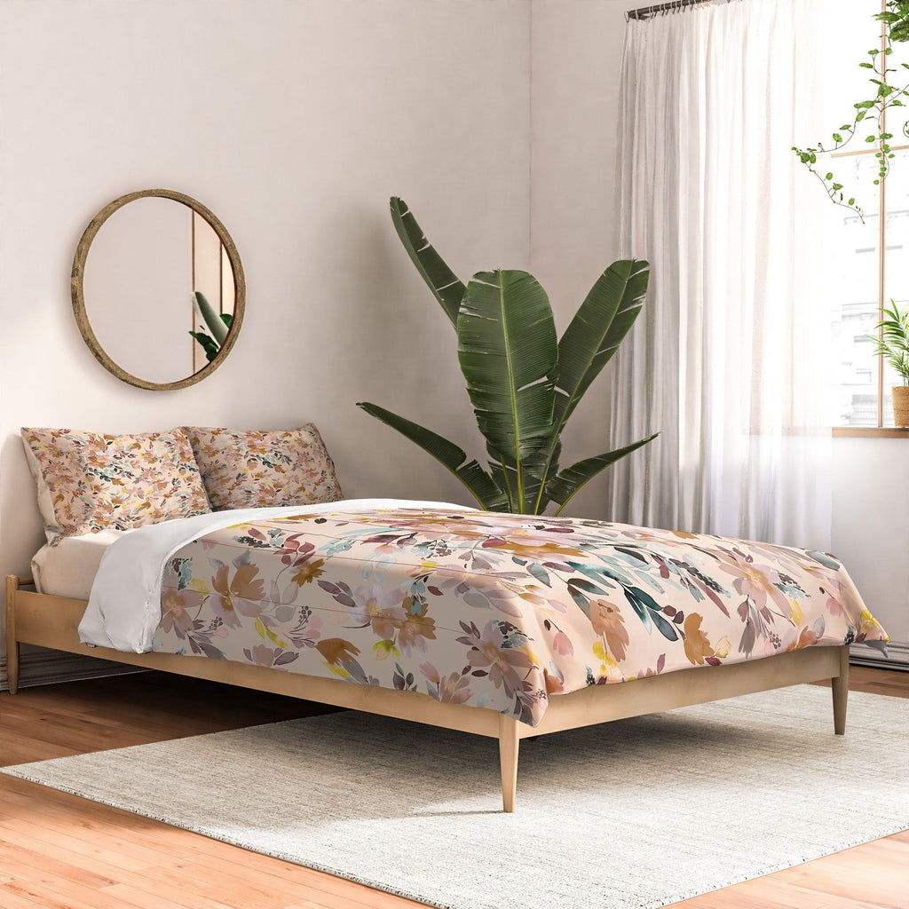 Ninola Design Botanic Retreat Floral Oleander Whimsical Soft Pink Comforter