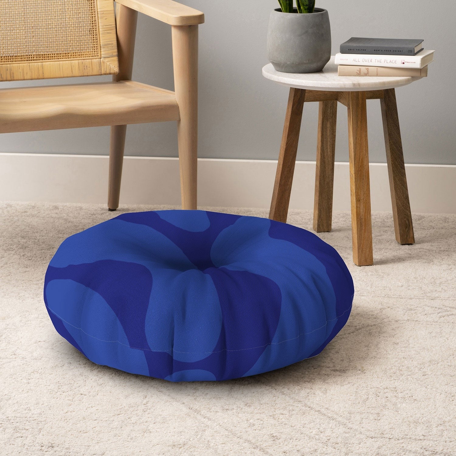 Camilla Foss Blue Pebble Floor Pillow Round