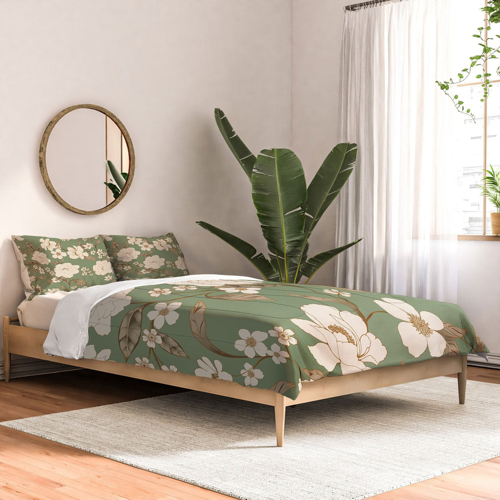 Gabriela Fuente Olive Floral Roberta Comforter