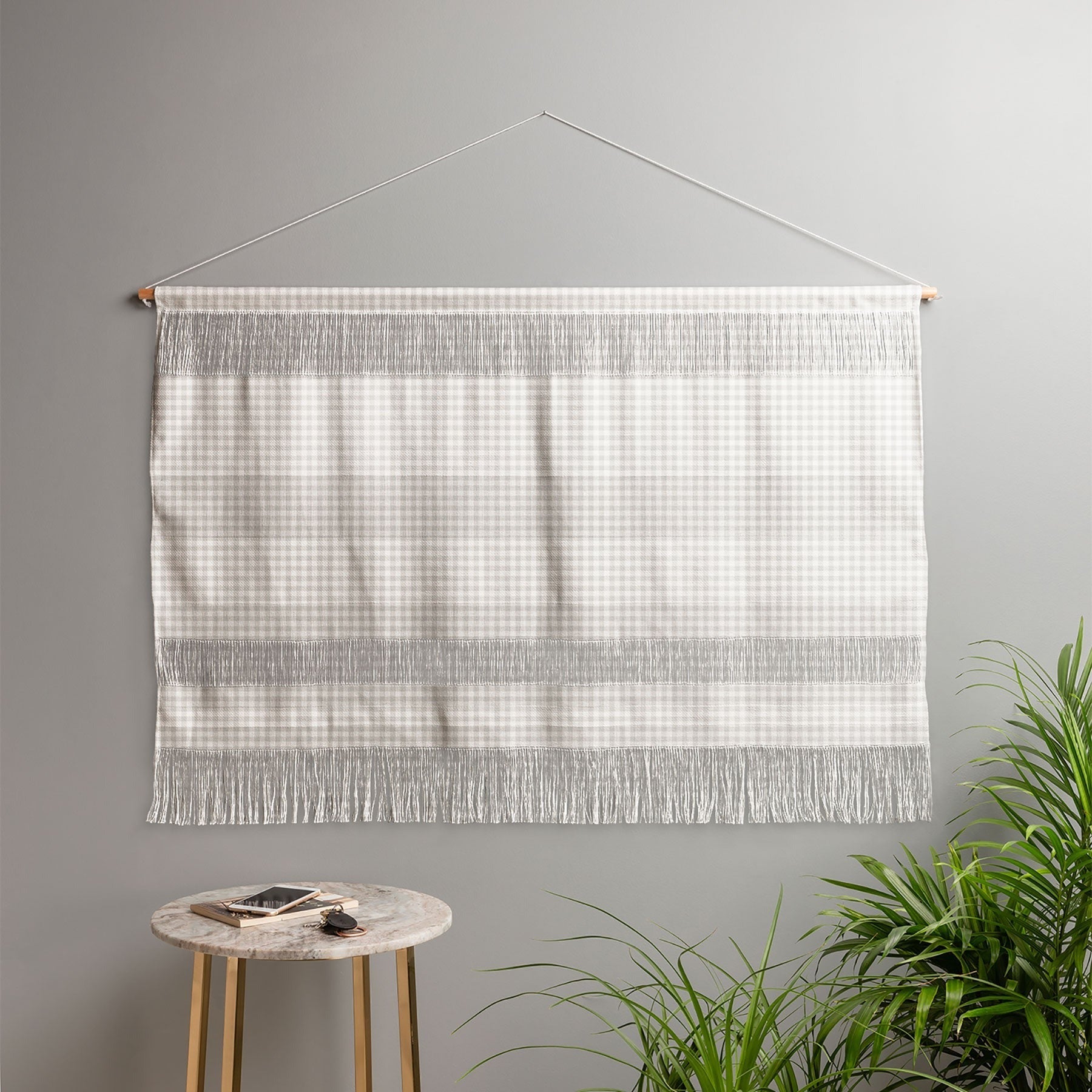 Colour Poems Gingham Plaid Pattern Cloud White Wall Hanging Landscape