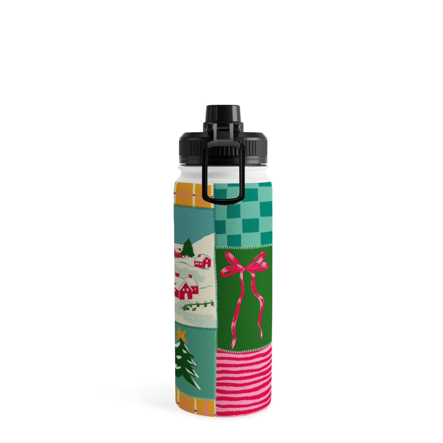 LouBruzzoni Cozy Christmas Patchwork Water Bottle