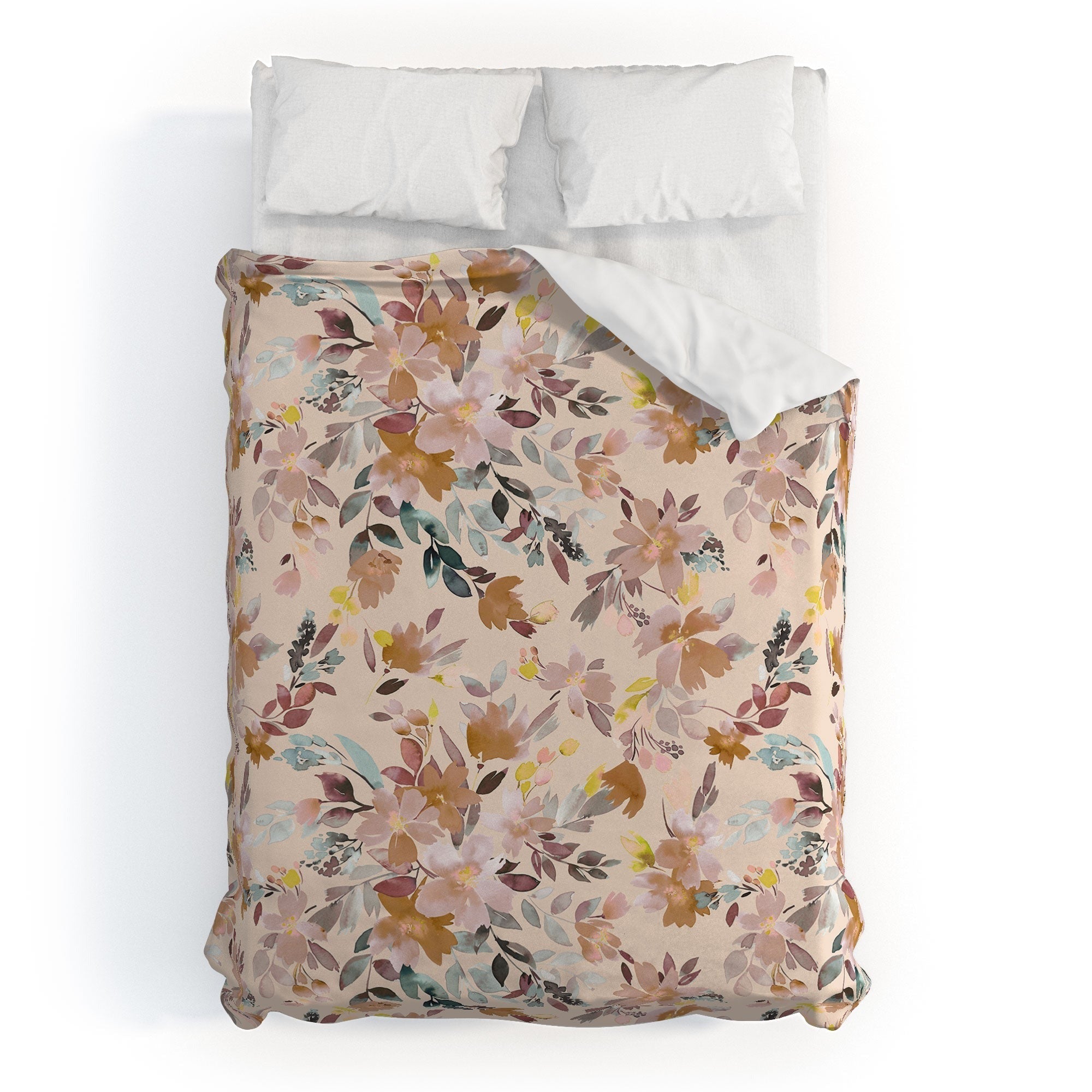 Ninola Design Botanic Retreat Floral Oleander Whimsical Soft Pink Duvet Cover