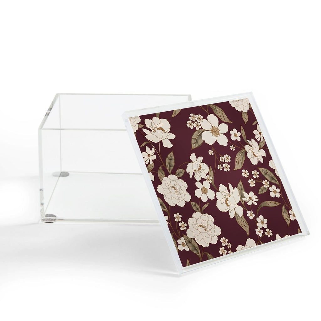 Gabriela Fuente Burgundy Floral Roberta Acrylic Box