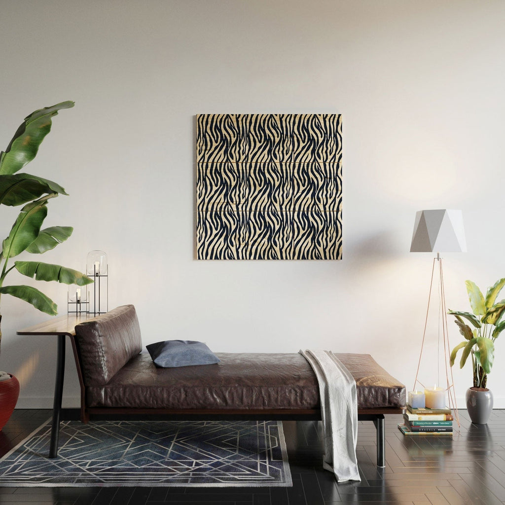 Avenie BR Navy Tiger Stripes Wood Wall Mural