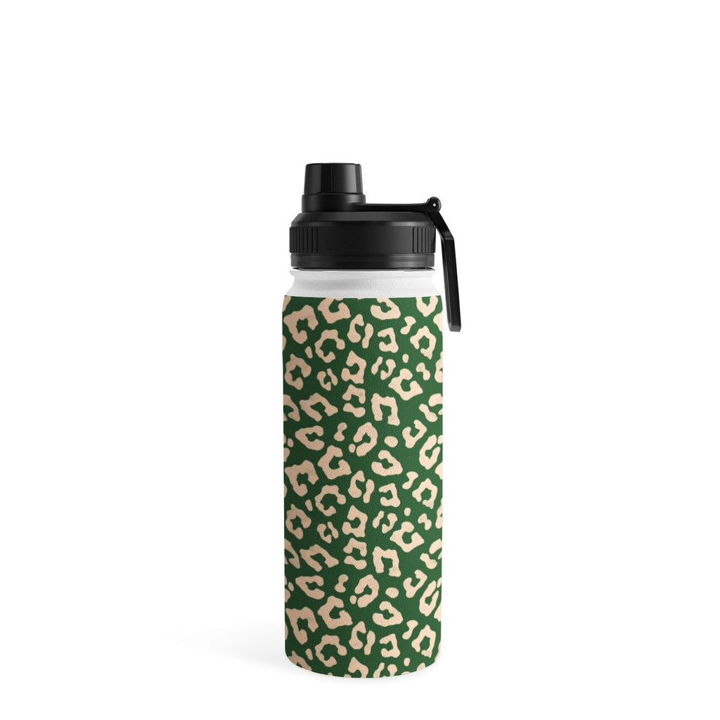 Avenie BR Cheetah Print In Green Water Bottle