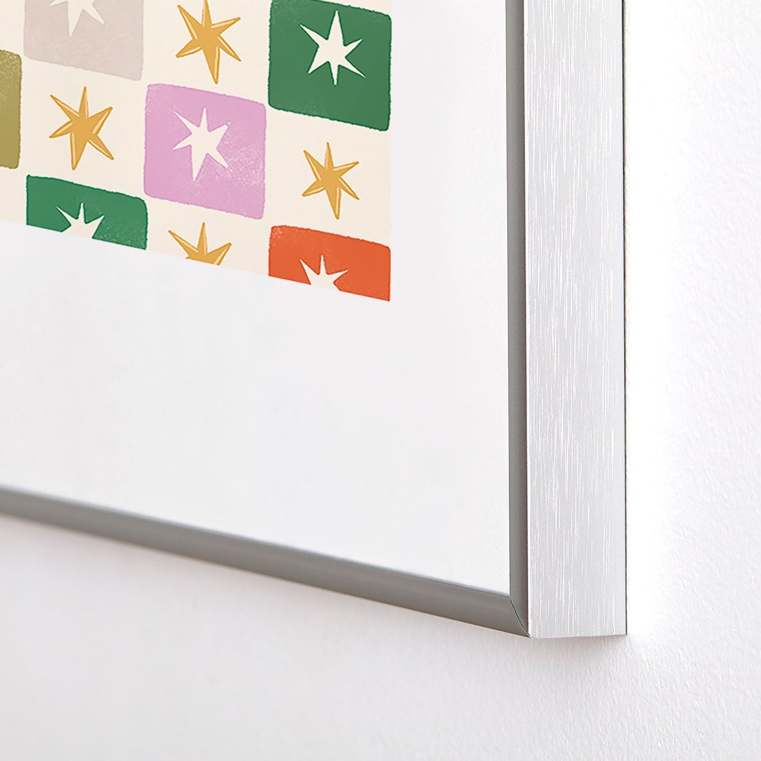 LouBruzzoni Retro Star Block Pattern Metal Framed Art Print