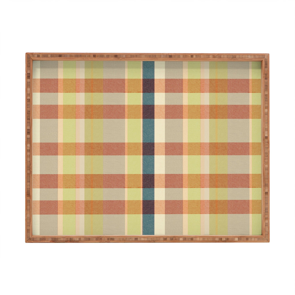 Marta Barragan Camarasa Retro Picnic Plaid Warm Tones Rectangular Tray