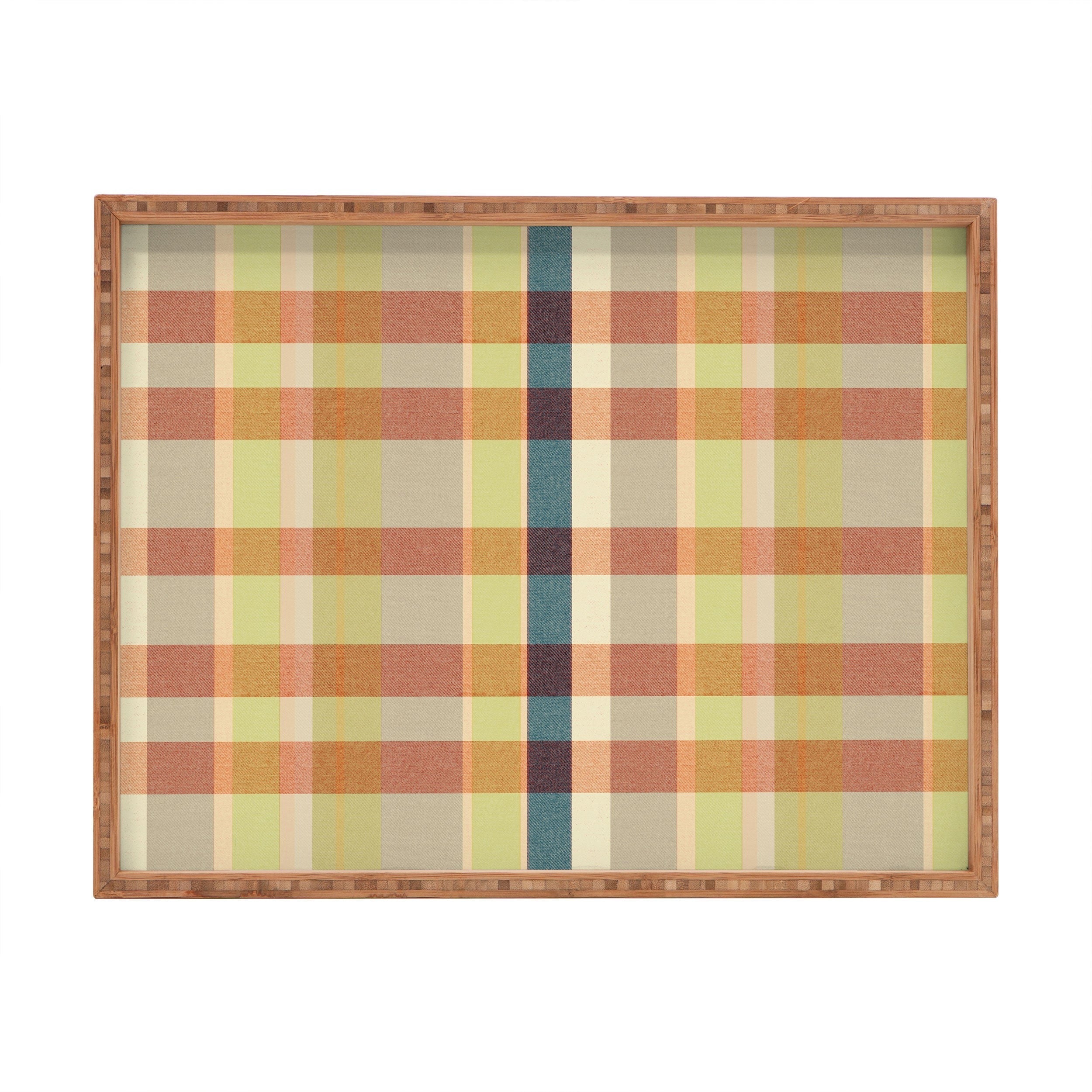 Marta Barragan Camarasa Retro Picnic Plaid Warm Tones Rectangular Tray