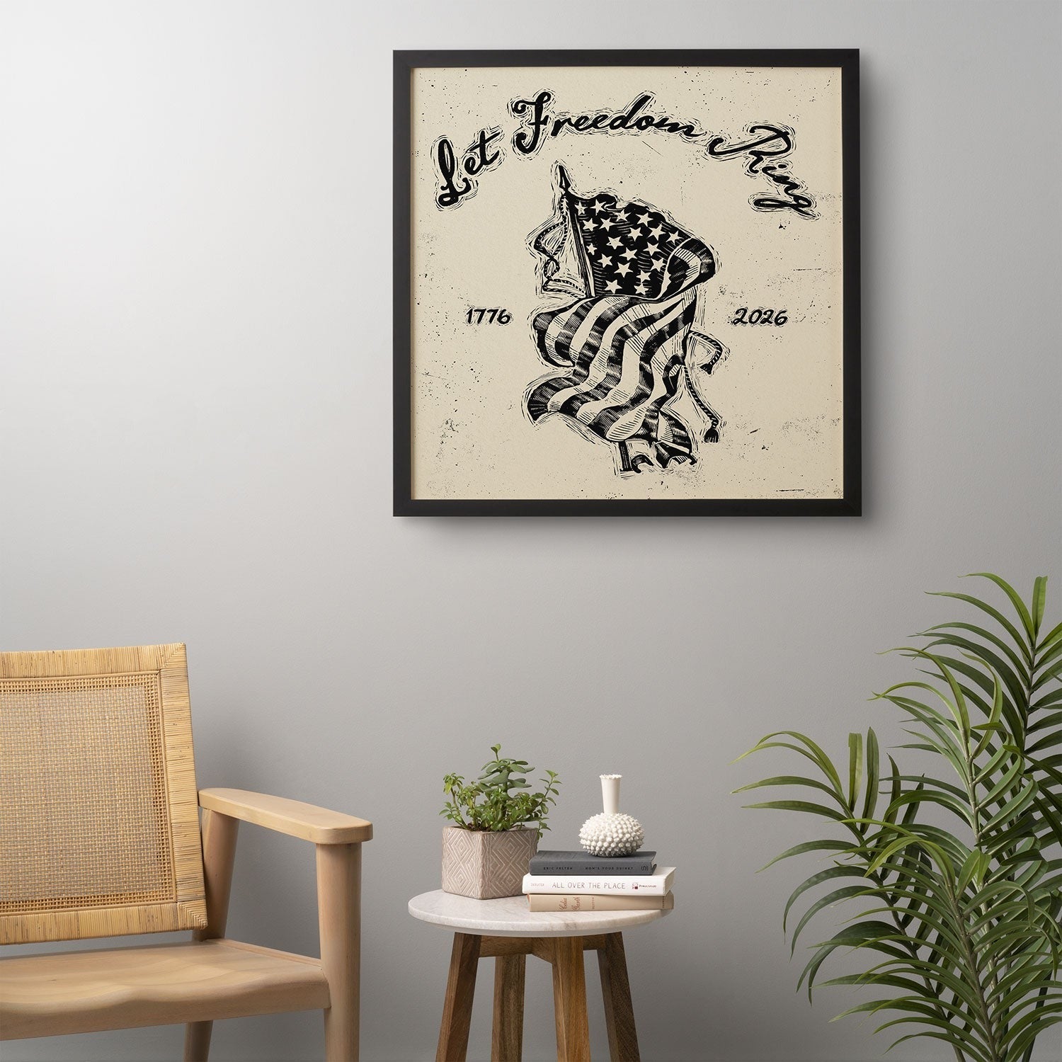 DENY Designs Let Freedom Ring Block Framed Wall Art