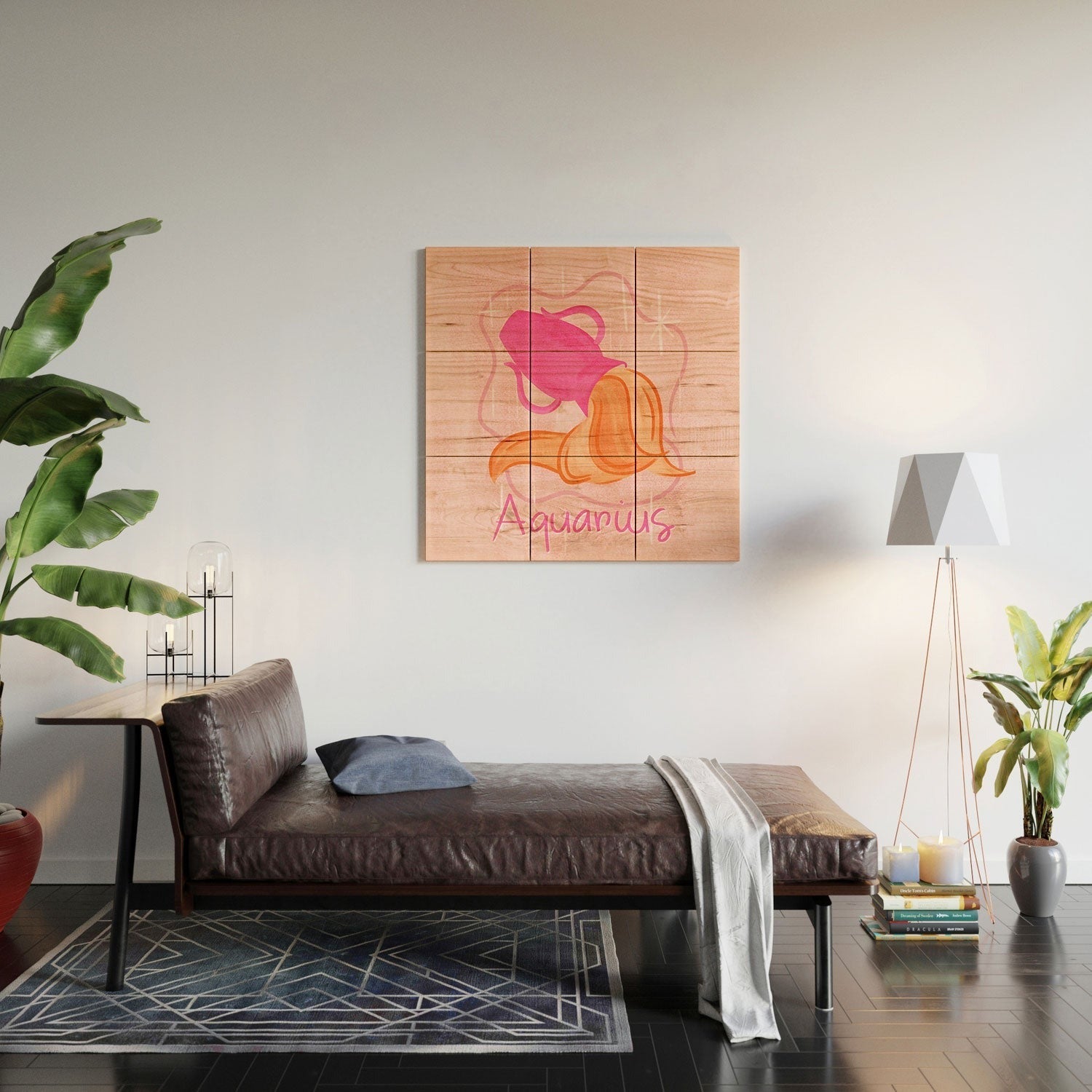Little Om Zodiac Sign Aquarius Wood Wall Mural