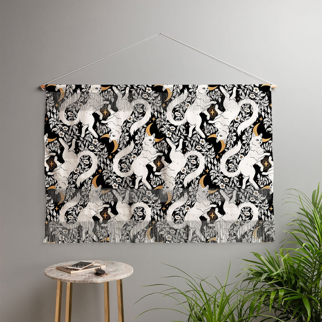 Avenie Celestial Cats Gold Wall Hanging Landscape