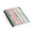Ninola Design Botanic Retreat Watercolor Stripes Green Orange Red Spiral Notebook