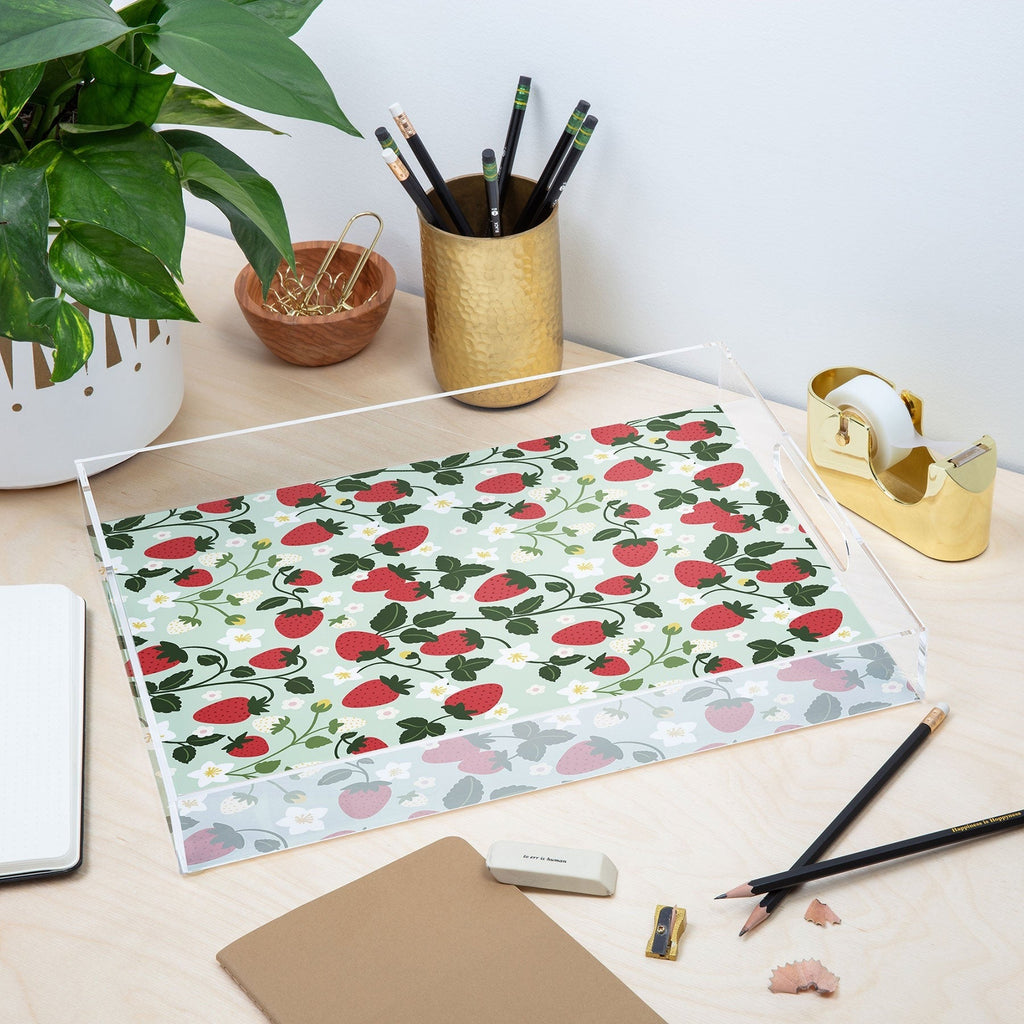 Design by Spark Strawberry Florals Fields Acrylic Tray