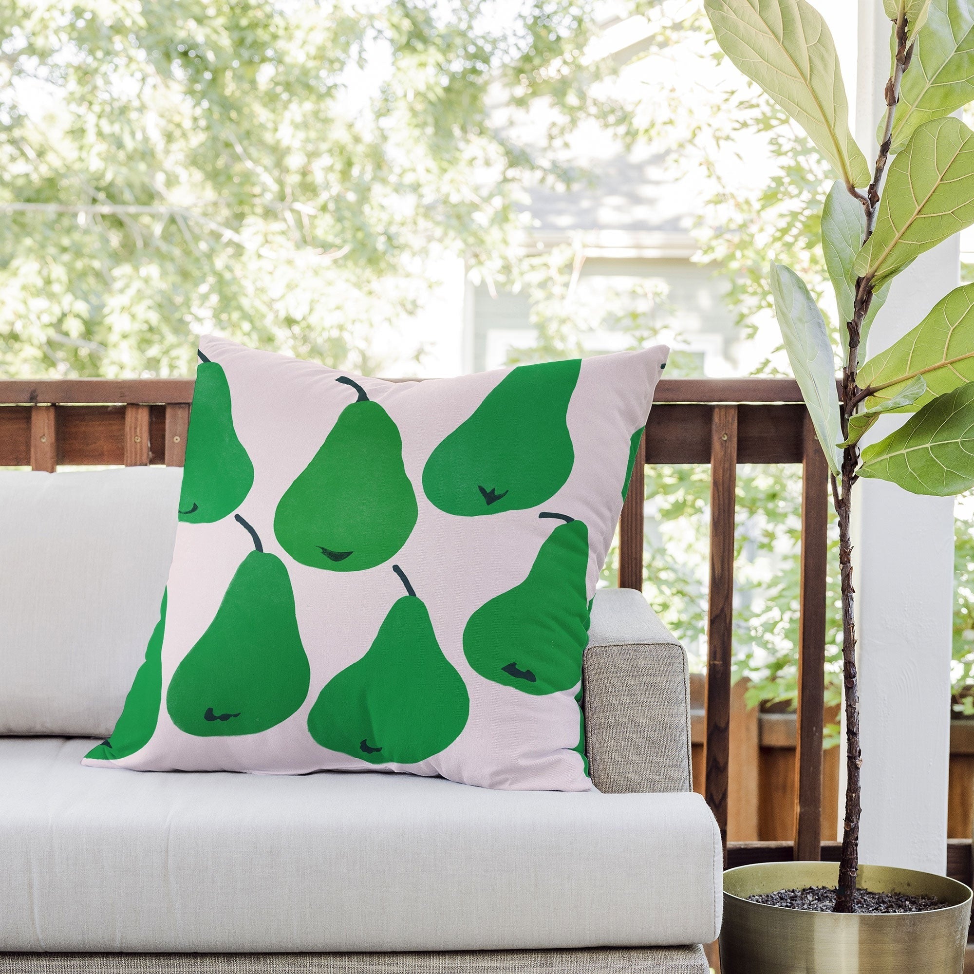 Garima Dhawan pears 1 Outdoor Throw Pillow