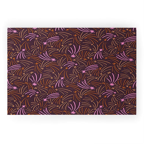 Little Om Pattern Shooting Stars plum Welcome Mat