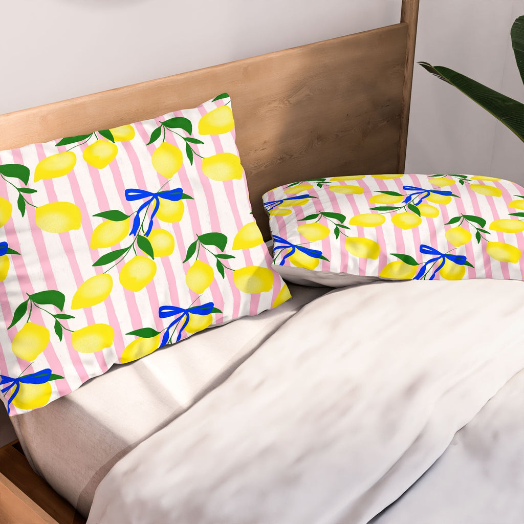 Design by Spark Zesty Lemons and Stripes Pillow Shams