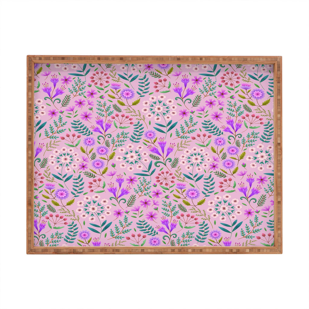 Pimlada Phuapradit Ditsy Purple Floral Half Drop Rectangular Tray