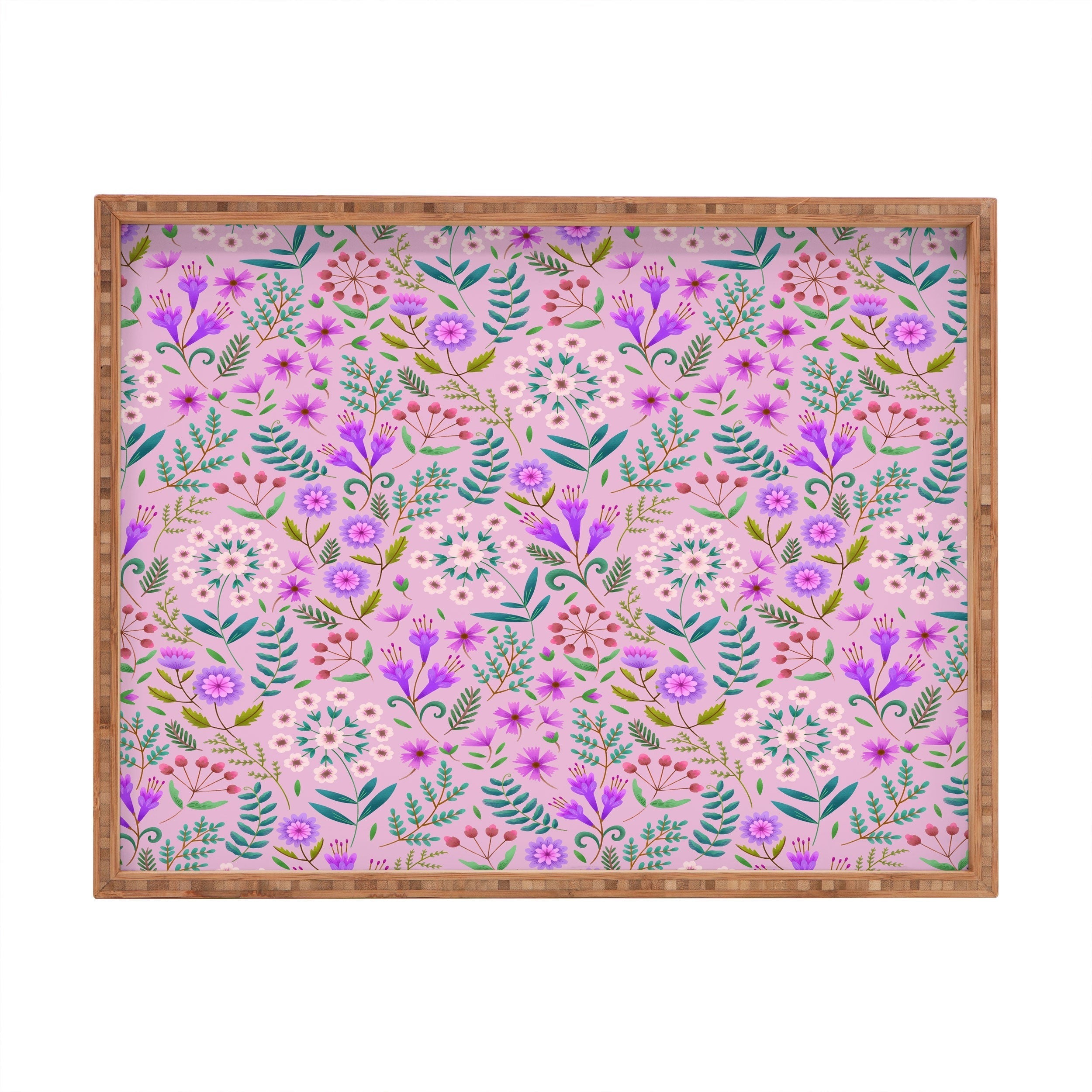 Pimlada Phuapradit Ditsy Purple Floral Half Drop Rectangular Tray