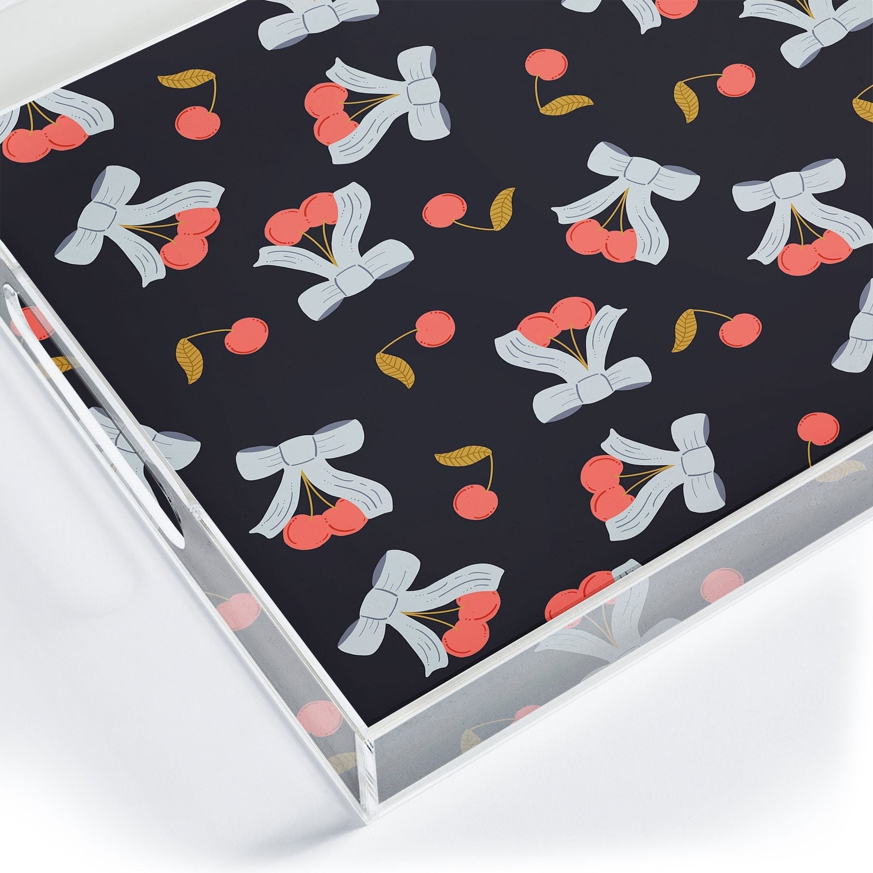 Jennifer Labre Cherries and Bows Acrylic Tray