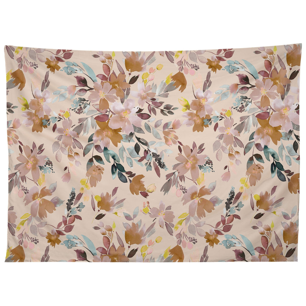 Ninola Design Botanic Retreat Floral Oleander Whimsical Soft Pink Tapestry
