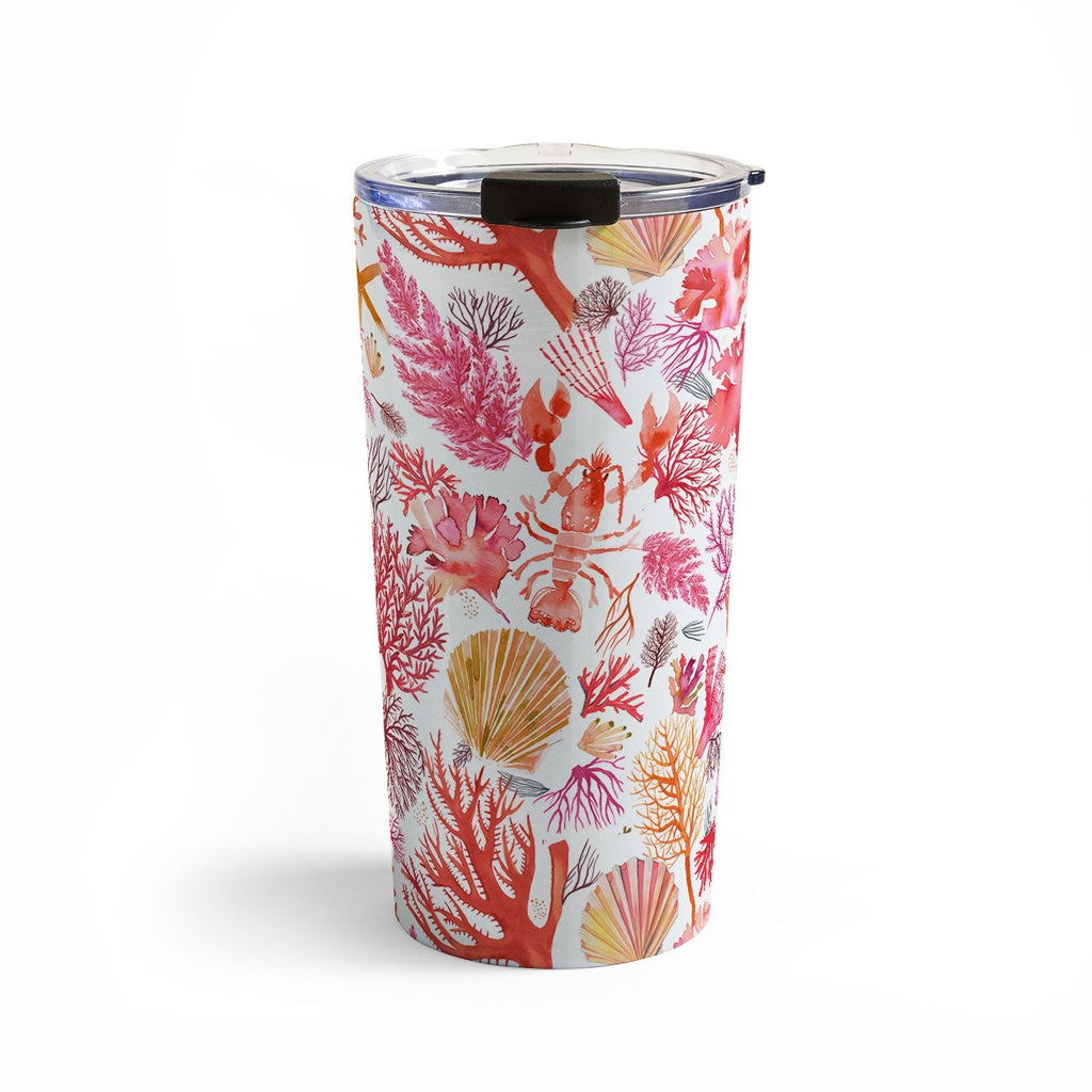 Ninola Design Botanic Retreat Coral Reef Crab Lobster Red Travel Mug