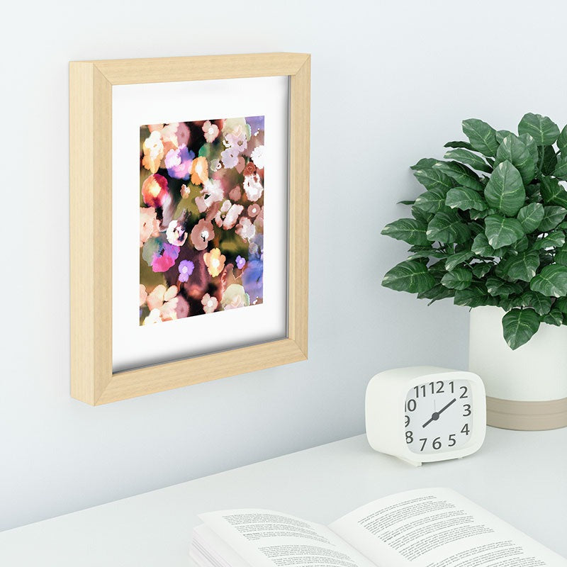 Ninola Design Botanic Retreat Ombre Abstract Watercolor Flowers Pink gold Recessed Framing Rectangle