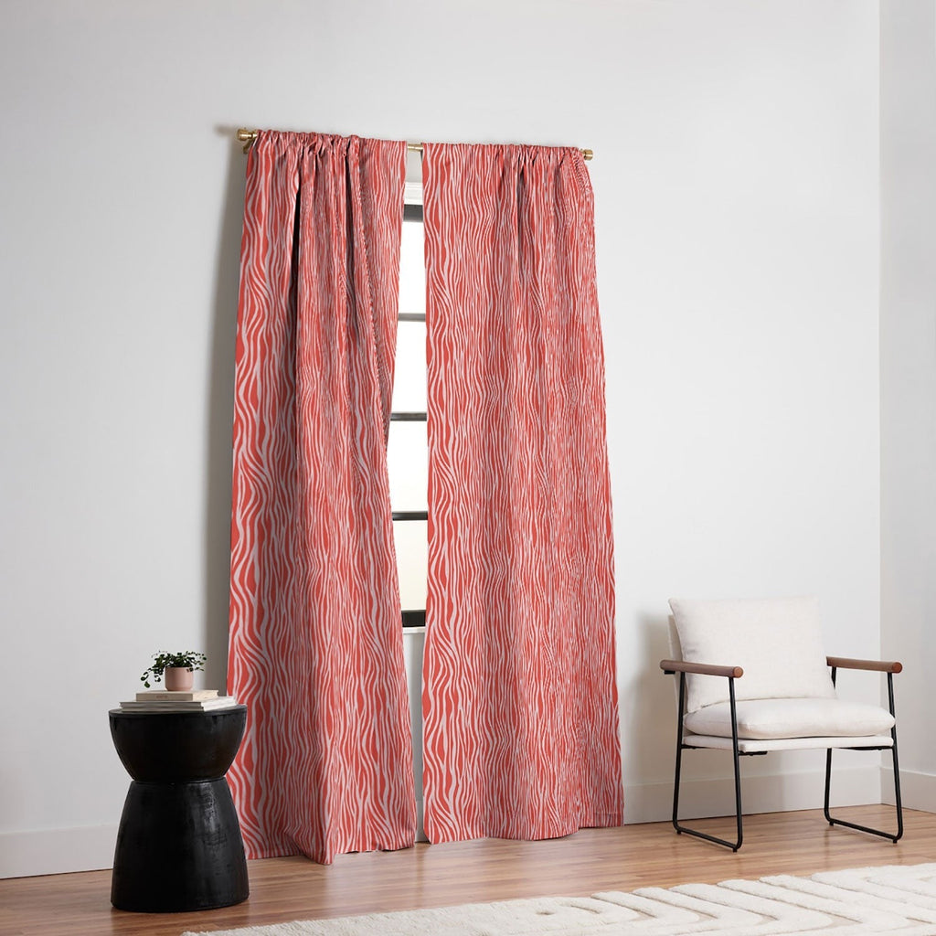 Avenie BR Red Zebra Stripe Blackout Window Curtain
