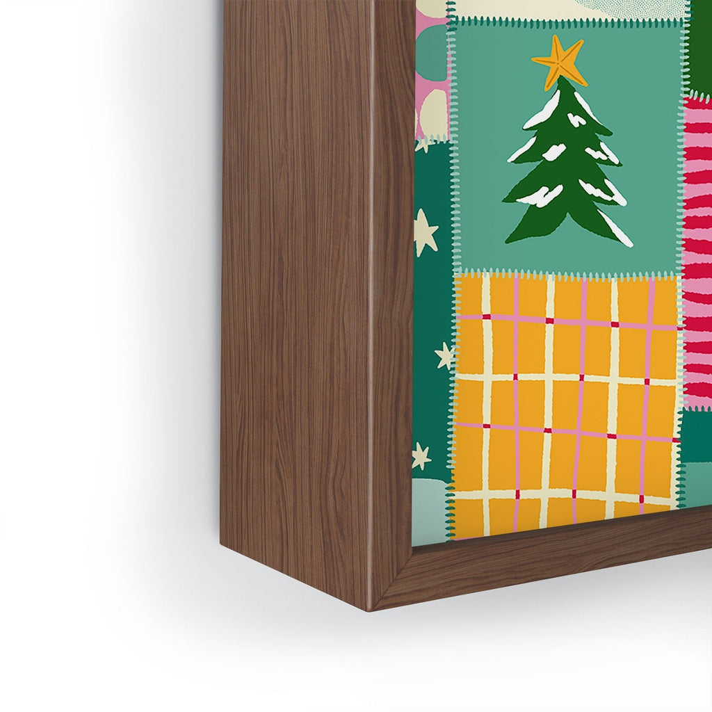 LouBruzzoni Cozy Christmas Patchwork Framed Mini Art Print