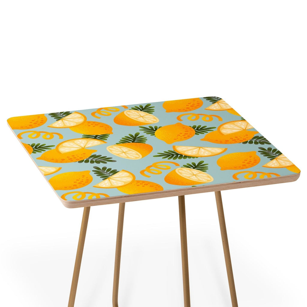 Jessica Molina Lemon Pattern on Sky Blue Side Table