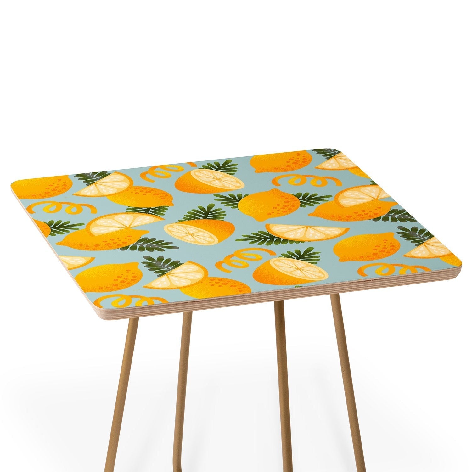 Jessica Molina Lemon Pattern on Sky Blue Side Table
