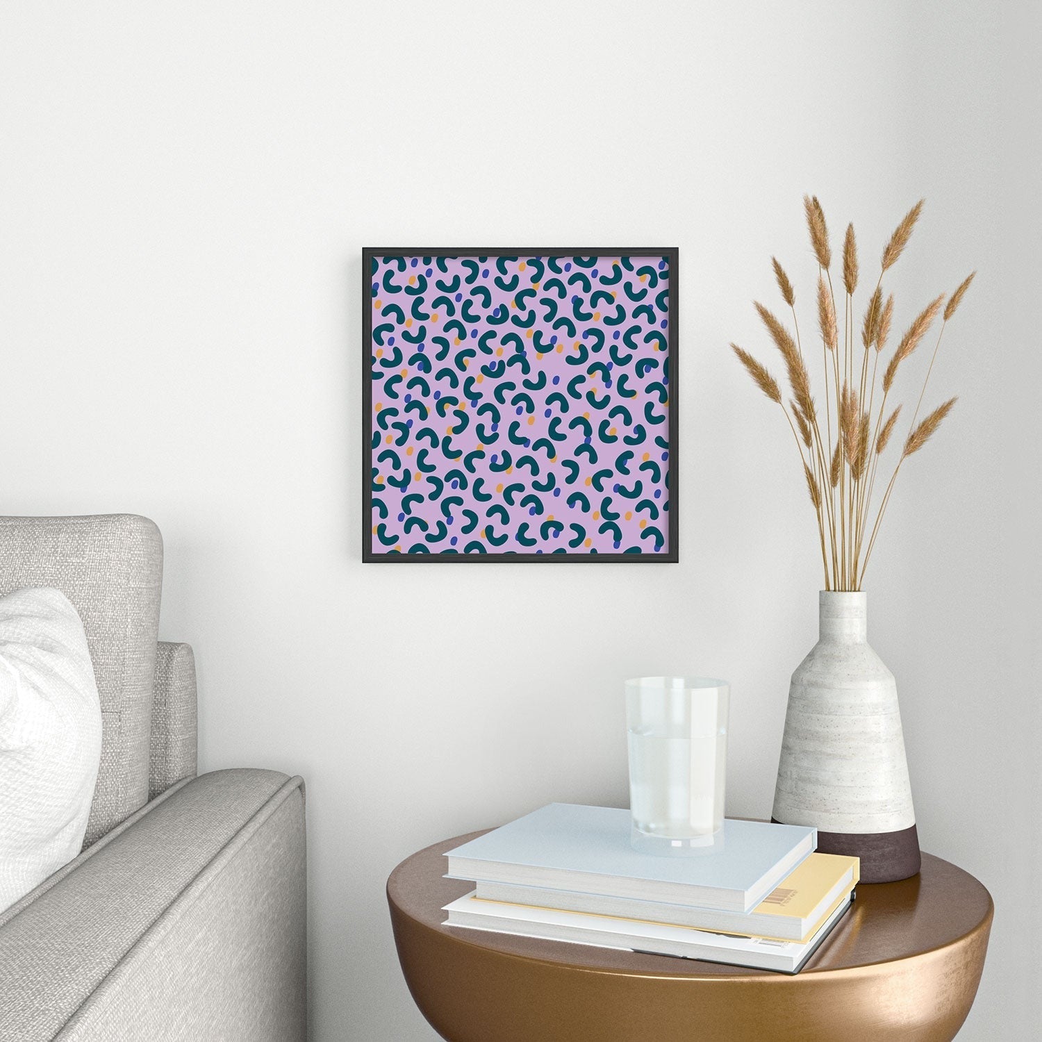 Camilla Foss Pebbles Mix Square Metal Framed Art Print