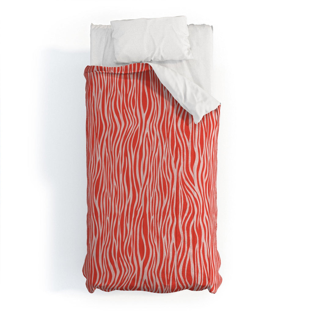 Avenie BR Red Zebra Stripe Comforter