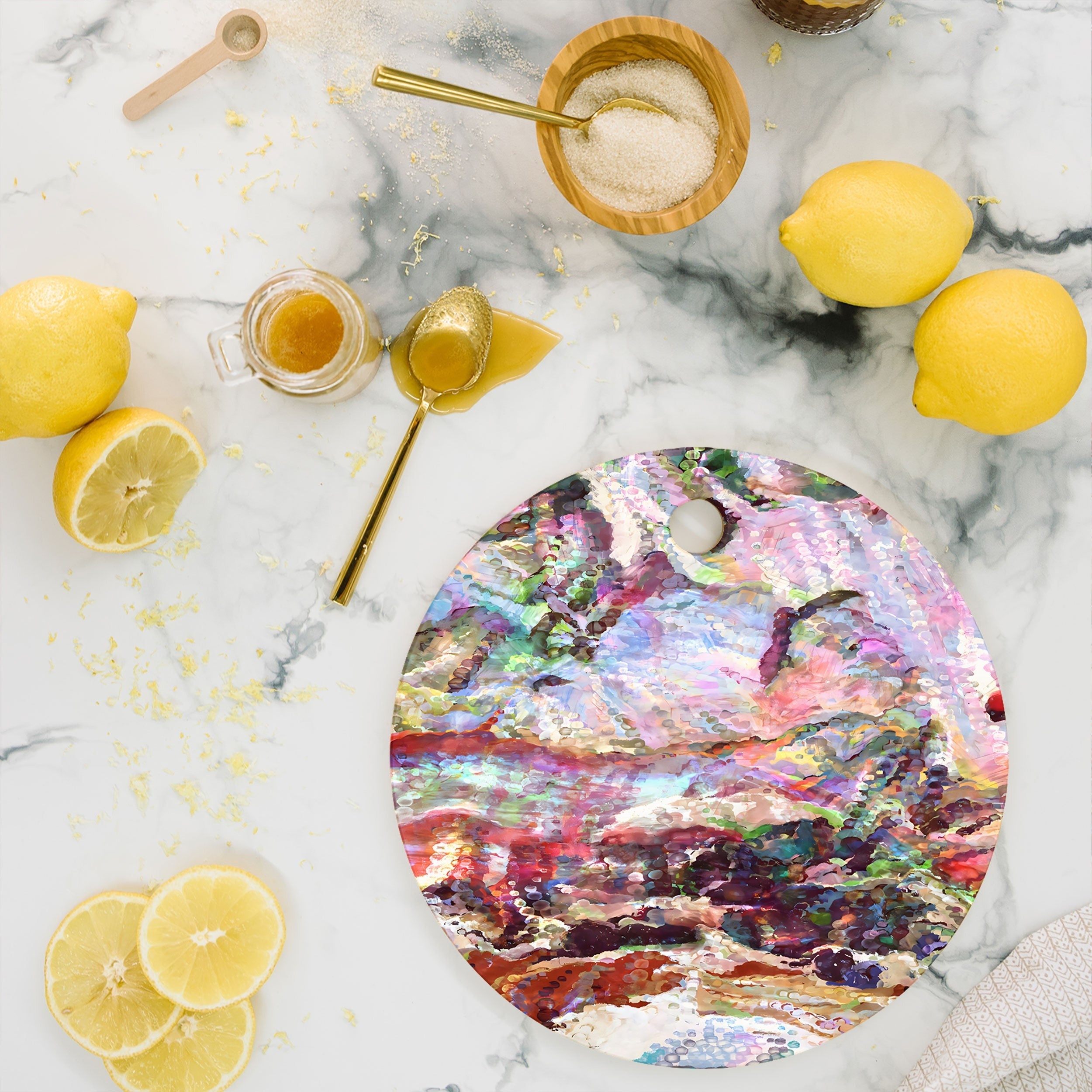 83 Oranges Sequin Haze Cutting Board Round