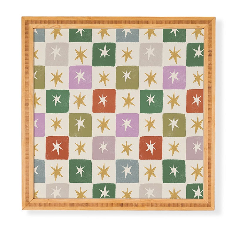 LouBruzzoni Retro Star Block Pattern Framed Wall Art