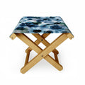Ninola Design Botanic Retreat Ombre Abstract Watercolor Flowers Blue Navy Folding Stool