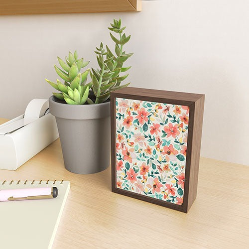 Ninola Design Botanic Retreat Tropical Whimsical Flowers Coral Green Framed Mini Art Print