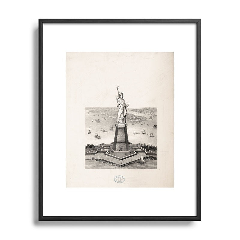 DENY Designs Vintage Lady Liberty Metal Framed Art Print