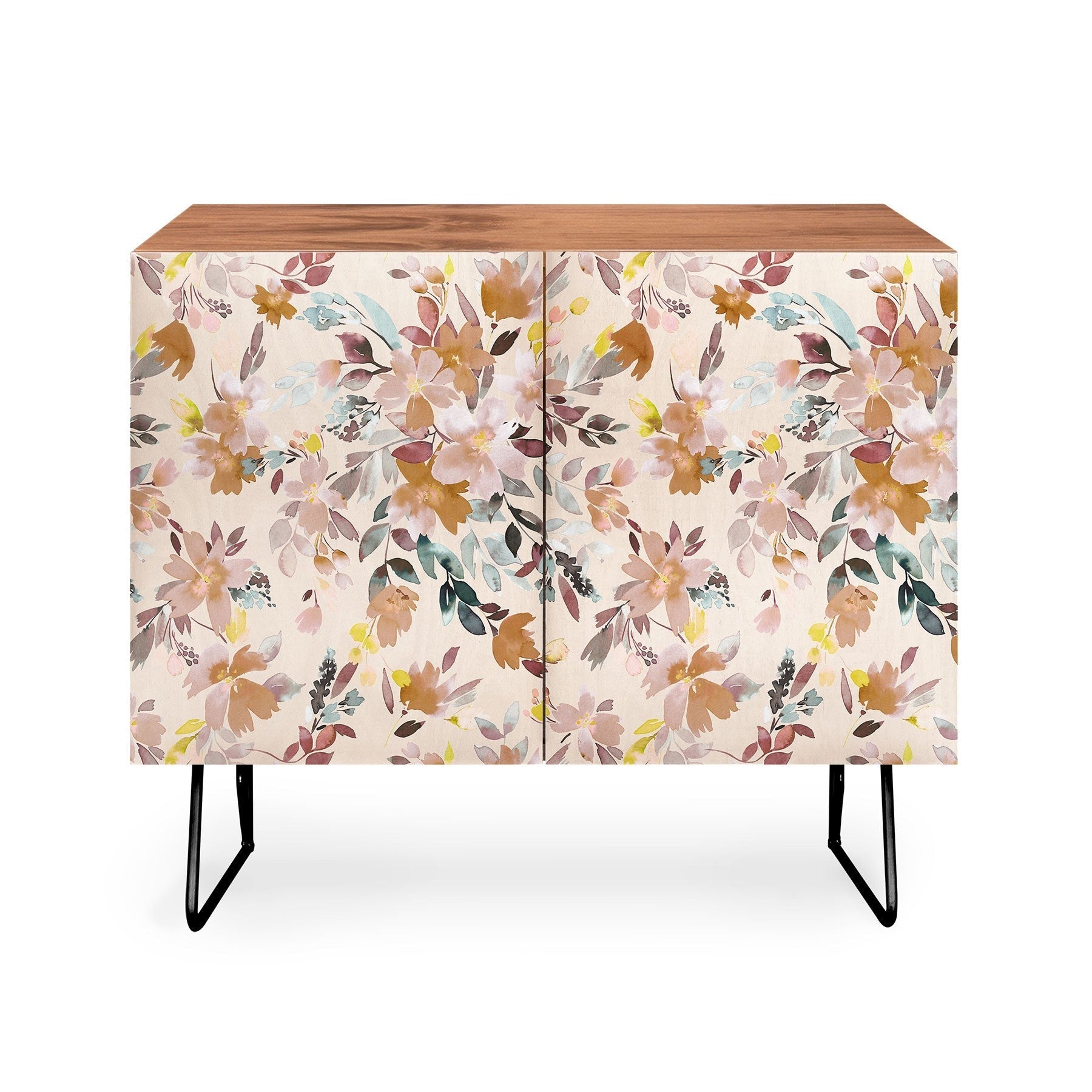 Ninola Design Botanic Retreat Floral Oleander Whimsical Soft Pink Credenza