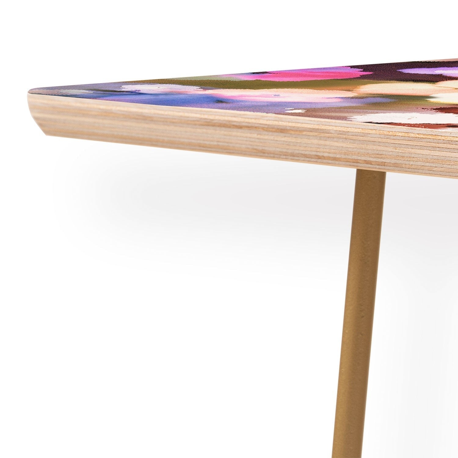 Ninola Design Botanic Retreat Ombre Abstract Watercolor Flowers Pink gold Coffee Table