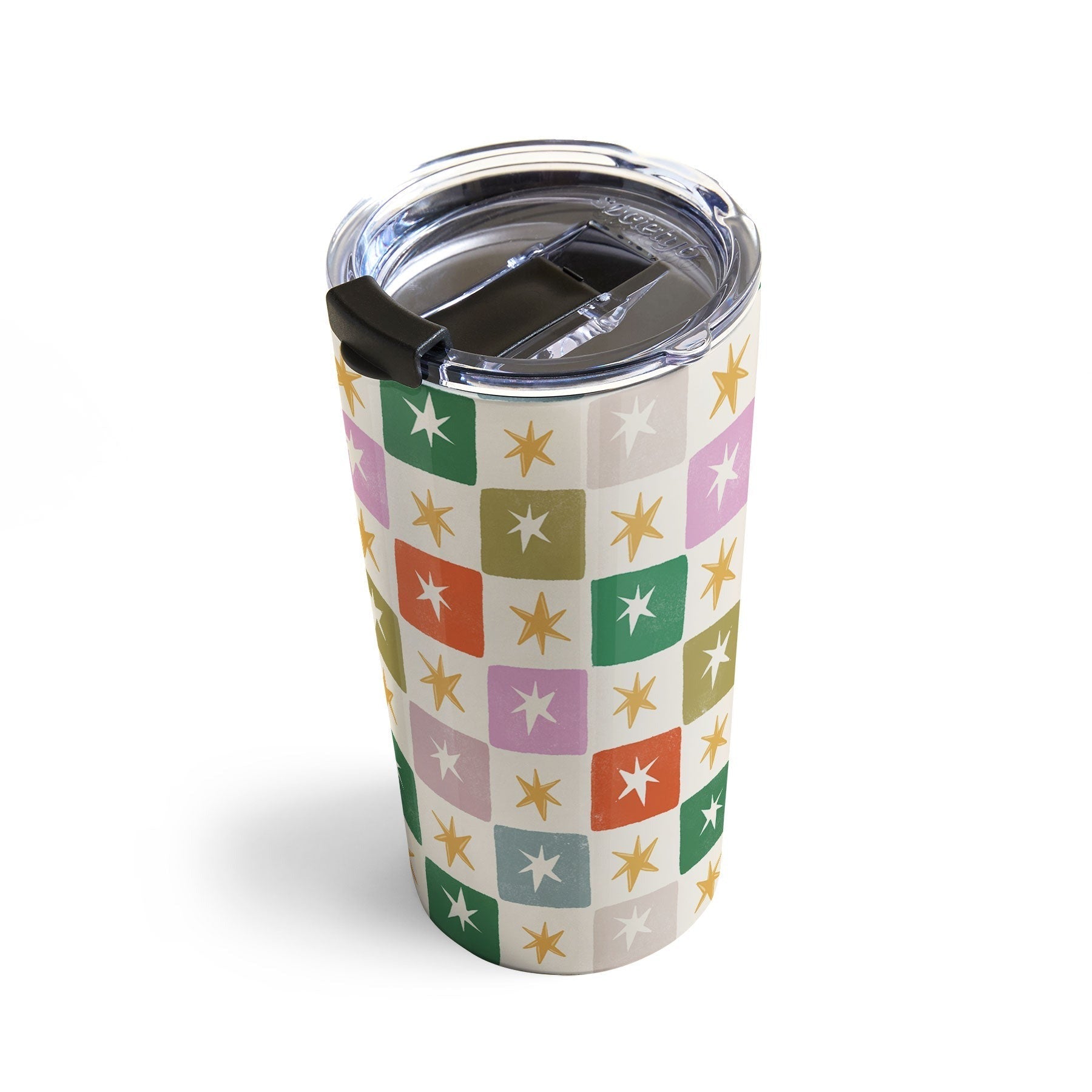 LouBruzzoni Retro Star Block Pattern Travel Mug