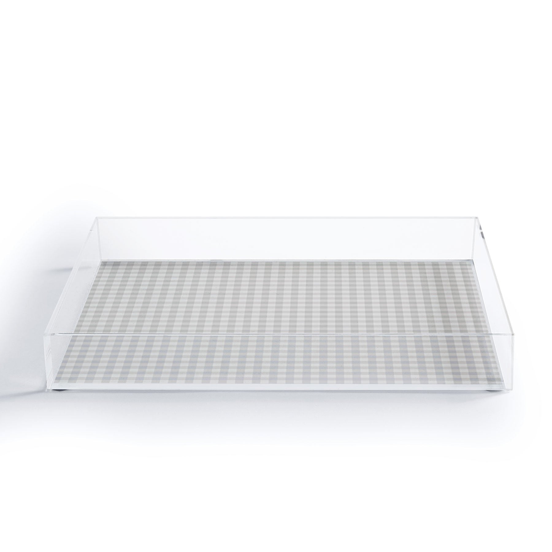 Colour Poems Gingham Plaid Pattern Cloud White Acrylic Tray