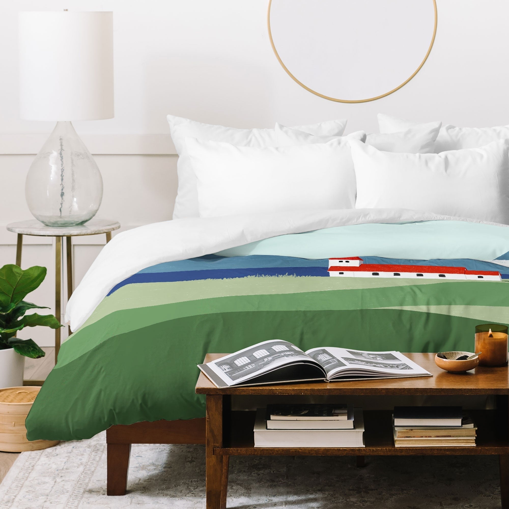 Valeria Frustaci Red roof in Iceland Duvet Cover