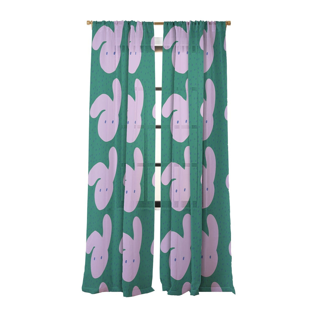 Camilla Foss Pebbles and Rabbit Sheer Window Curtain