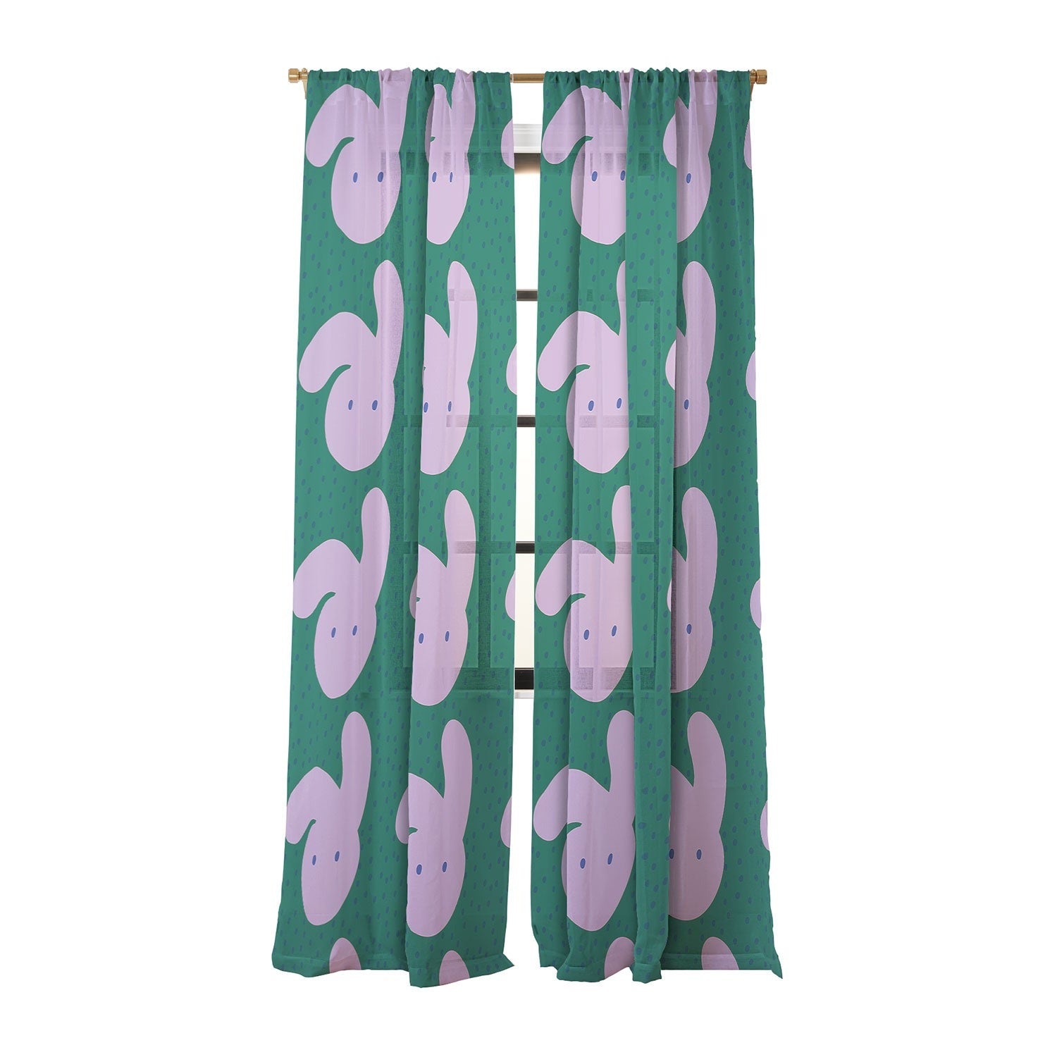 Camilla Foss Pebbles and Rabbit Sheer Window Curtain