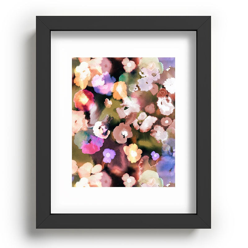 Ninola Design Botanic Retreat Ombre Abstract Watercolor Flowers Pink gold Recessed Framing Rectangle