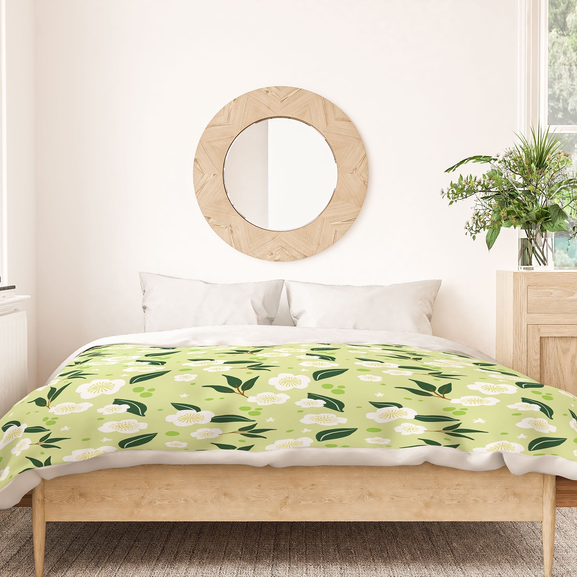 Design by Spark Matcha Tea Florals Duvet Cover